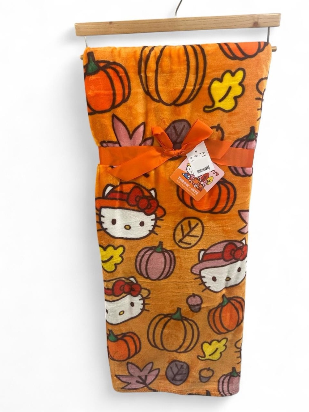 Hello Kitty Fall Autumn Pumpkin Plush Throw Blanket